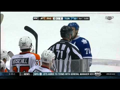 Clarkson yapping w Rosehill & Schenn Philadelphia Flyers vs Toronto Maple Leafs Sept 16 2013 NHL
