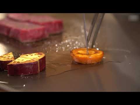 Japanese chef cooking Rare Wagyu Beef in Tokyo