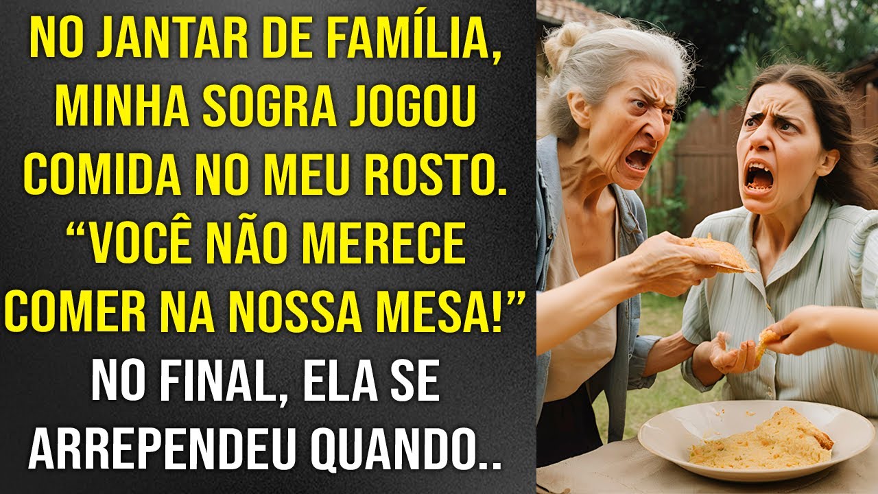 No jantar de família, minha sogra jogou comida no meu rosto: "Você não merece comer na nossa mesa!"