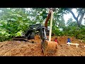 story wl excavator and huina excavator projects installing poles