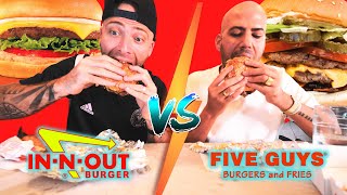 In-N-Out Burger VS Five Guys!! American Fast Food Battle in Los Angeles, California