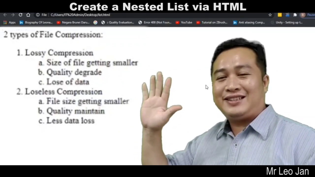 Create Nested List via HTML.