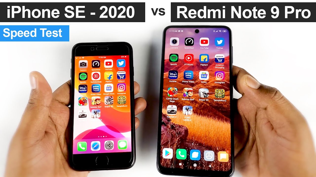 iPhone SE 2020 vs Redmi Note 9 Pro Speed Test | Teknoqs