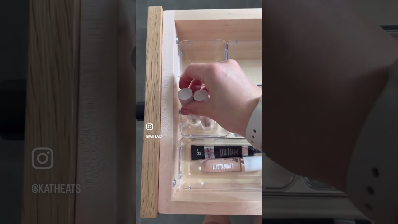 These clear drawer organizers from Amazon come in different sizes, fit together, & have grippy feet!