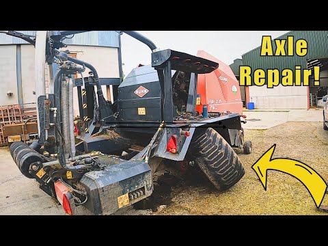 Repairing AXLE On A BIG Kuhn Round Baler. #engineering  #workshop #farming  #welding