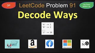 YouTube video 'Decode Ways | decode ways | leetcode 91 | top down bottom up dp'