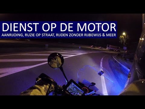 POLITIE - Dienst op de motor - Ruzie op straat, rijden zonder rijbewijs, ongeval en meer.