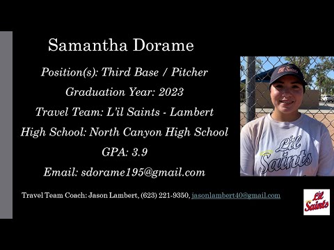 Samantha Dorame Softball Skills Video - 2023 3B Pitcher