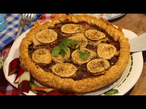 Savory Tart with Rhubarb and Goat Cheese