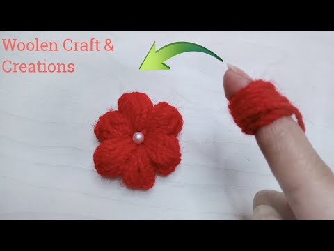 Amazing Woolen Flower Craft Idea Using Finger - Easy Woolen Flower Making