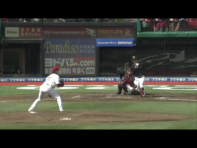 【4回表】ホークス・今宮 レフト線への2ベースヒットで勝ち越しに成功!! 2016/3/26 E-H