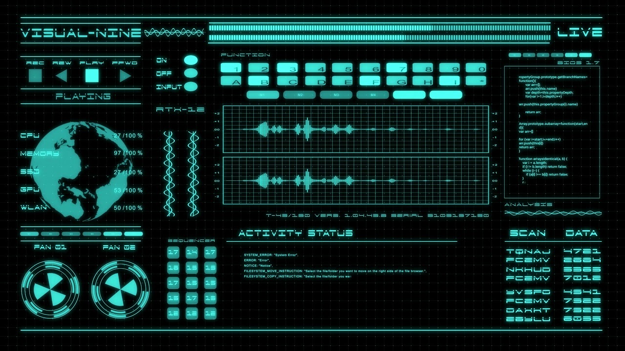 Sci- Fi Hacker Background Hud Blue 4K
