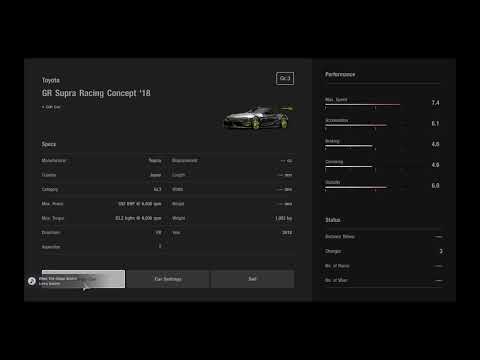 Toyota GR Supra Racing Concept 18 Gr3 G3 GTSport Car Setups AceTastic Tune New Updated 2021