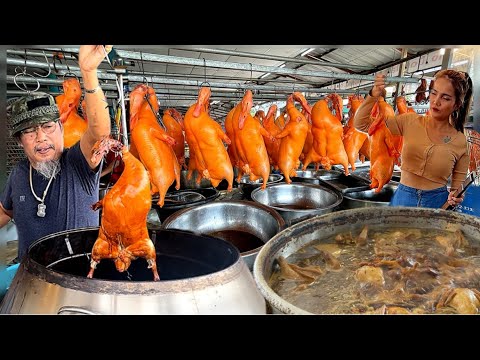 Amazing! Sold out of 300 ducks a day - The best grilled duck Hongkong Style | Thai Street Food