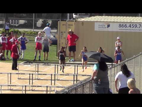 VarG 100m Hurdles at Newport Harbor 3-26-15 - Los Alamitos Girls