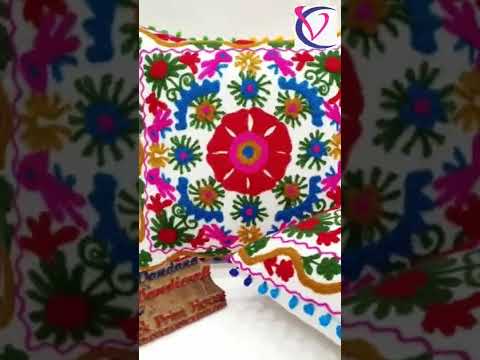 Embroidery Suzani Cushion Cover, Size: 16 x 16 Inch