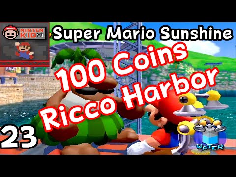 Super Mario Sunshine HD 100% "Playthrough" - Part 23: Ricco Harbor 100 Coin Challenge (Let's Play)