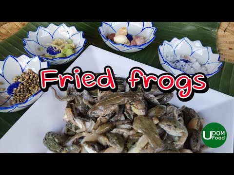 Yummy cooking crispy fried frogs recipe | Sun-dried frogs | Exotic Thai Food | ASMR  | Udomfood