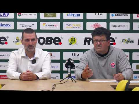 Trenéři Rudolf Roháček a Luboš Rob po utkání Vsetín - Poruba 4:3