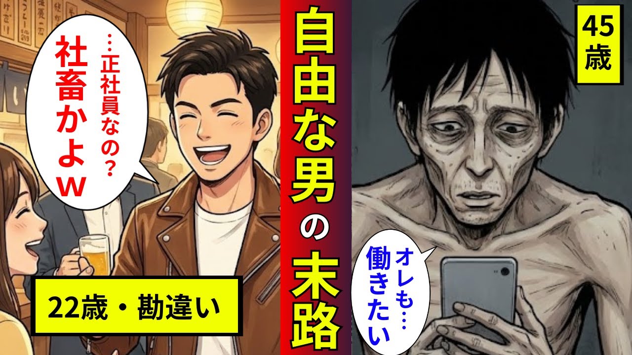 【漫画】一生フリーター男の末路‥「社畜」と正社員を見下し続けた自由な男…だが、その生活は次第に…
