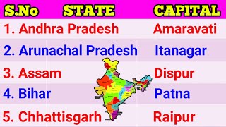States and Capitals 2022 | Indian States and Capitals in English | States of India | 28 States Names