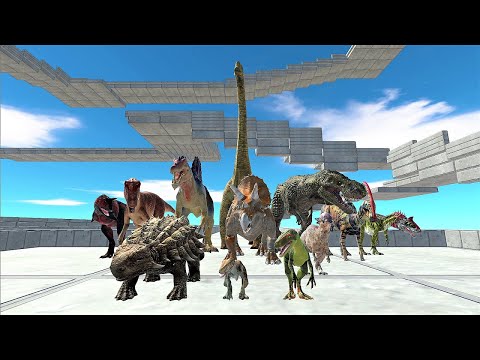 Dinosaurs speed race. Course to go up and down! | Animal Revolt Battle Simulator