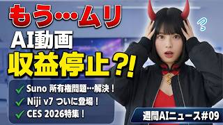 【衝撃】YouTube収益化停止が多発…AI動画は終わり？Suno続報＆Niji v7が神すぎた【週間AIニュース】