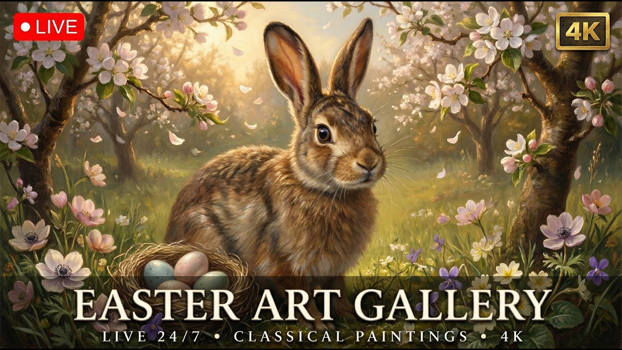 Classical Easter Bunny Art - Spring Garden Painting - 4K Screensaver π΄ LIVE β 4K ambient art screensaver in baroque gold frame