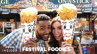 LA County Fair: Giant Curly Fry Cone & Chicken And Waffle On A Stick | Festival Foodies
