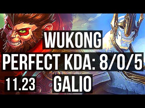 WUKONG vs GALIO (MID) | 8/0/5, Legendary | KR Diamond | 11.23