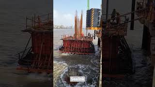 Concrete pouring at Marine project during heavy swell l Sealink Construction l Mumbai costal project