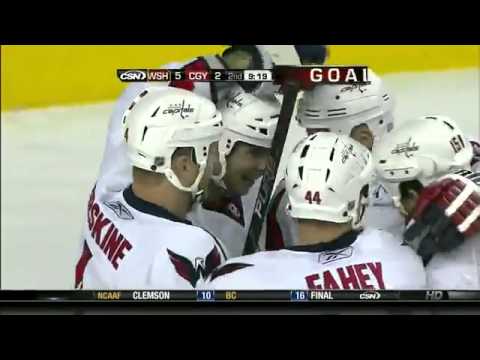 10/31/2010 Corey Sarich deflects the puck into his own net