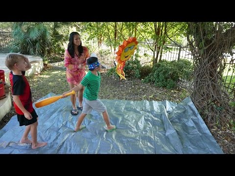 Kids Hitting Pinata at Birthday Party (HD)