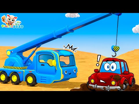 🏗️ Crane Construction Truck Rescue Five Little Cars | Police Car, Ambulance | Kids Cartoon & Rhymes