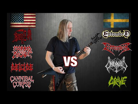 American Big 4 VS Swedish Big 4  (Death Metal Guitar Riffs Battle)