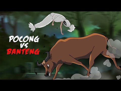 Pocong Vs Banteng Ngamuk - Diseruduk sampai Nyungsep - Kartun Hantu Lucu