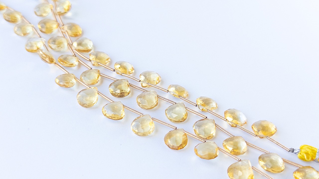 Citrine | Faceted Briolette | 9.5-10mm Bead Size | 14 Pieces video