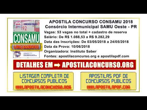 Apostila Concurso CONSAMU 2018 PDF do Estado do Paraná