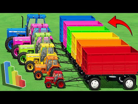 Mini & HUGE Tractors VS TRAILER OVERLOAD - EXTREME MUDDY PARKOUR with PORTAL TRAP - WHO WILL WIN?