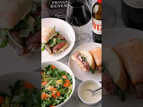 Millionaire Steak Sandwich With Truffle Aioli and Creamy Dill Arugula Salad Recipe
