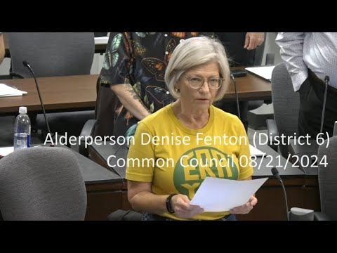Alderperson Denise Fenton’s Invocation At 08/21/2024 Common Council ...
