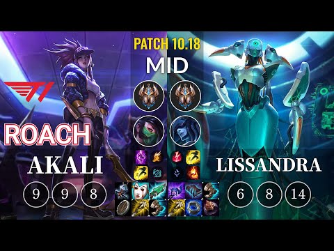 T1 Roach Akali vs Lissandra Mid - KR Patch 10.18
