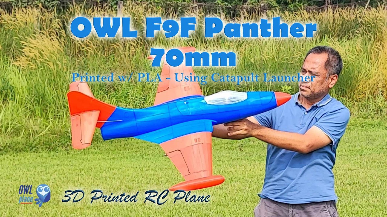 3D Printed RC Plane | OWL F9F-Panther 70mm EDF 6s 2200mAh PLA Part #1/2
