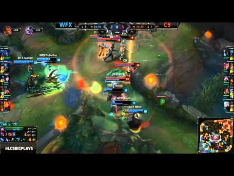 Teamfight #1 3 for 1 - WFX vs C9 Game 1 (NA LCS Spring 2015)