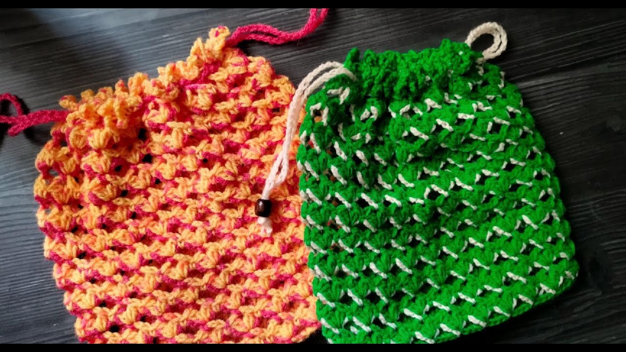How to crochet an easy drawstring pouch | crochet drawstring pouch bag tutorial for beginners