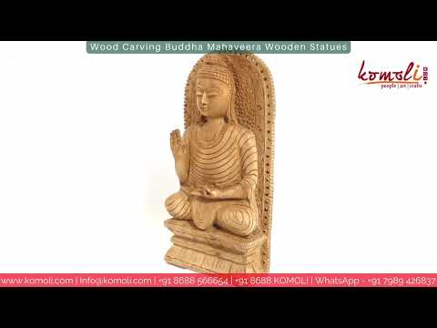 Wood carving buddha mahaveera statues home decoration indian...