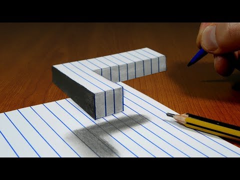 3D Trick Art On Line Paper, Floating Letter L
