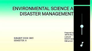 Environmental Science and Disaster Management : Introduction