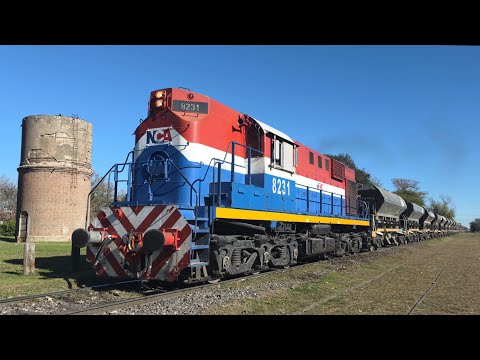 [8K] Tren cargado de NCA con la ALCo RSD16 8231 pasando por Marcos Juárez!!!!!!