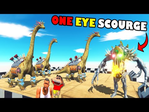 UPGRADED SCOURGE DEATH RUN vs SHINCHAN and CHOP ARMY in ANIMAL REVOLT BATTLE SIMULATOR